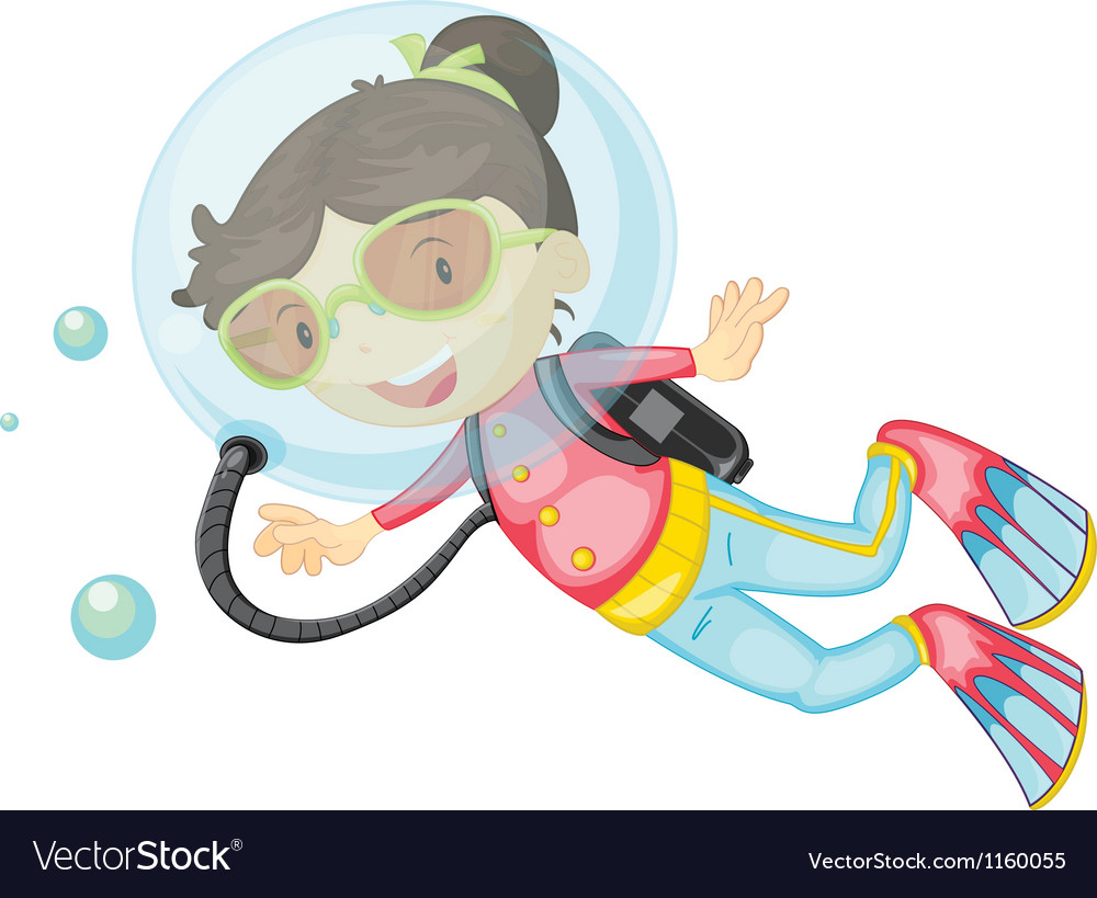 A Girl Scuba Diving Royalty Free Vector Image VectorStock