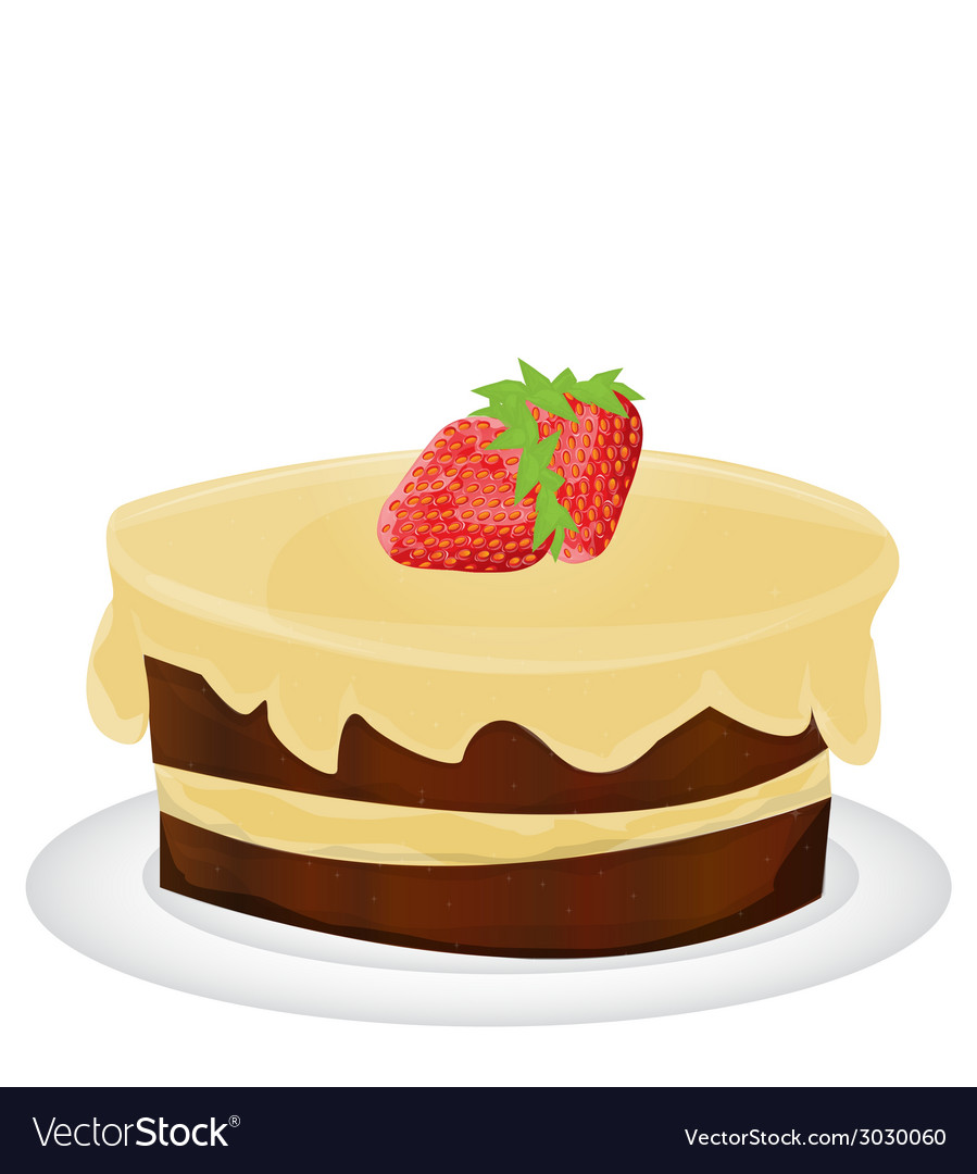 Cake With Strawberry Royalty Free Vector Image