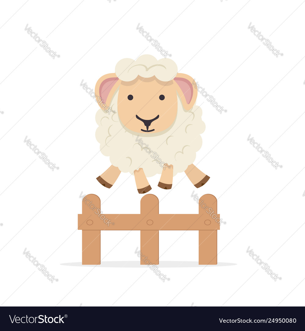 Sheep Jumping Over Fence Royalty Free Vector Image