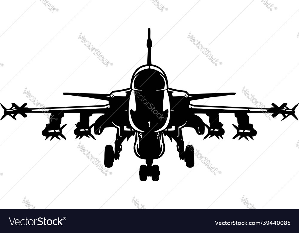 Military Fighter Aircraft Detailed Silhouette Vector Image