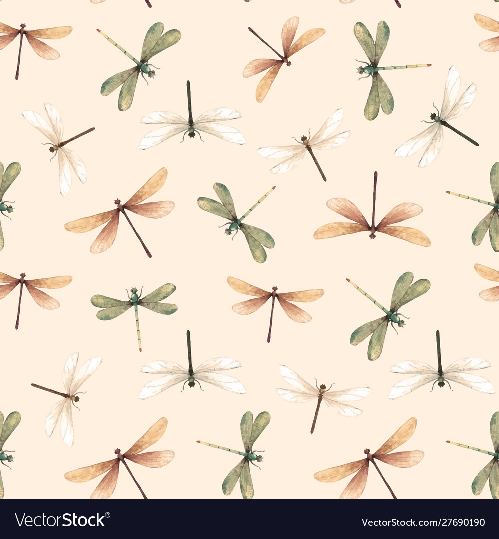 Watercolor Summer Dragonfly Insect Royalty Free Vector Image