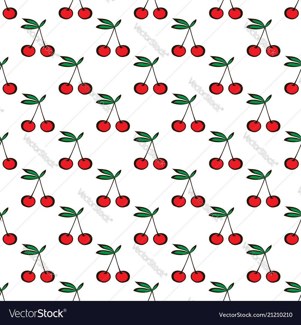 Pair Cherries Seamless Pattern On White Royalty Free Vector