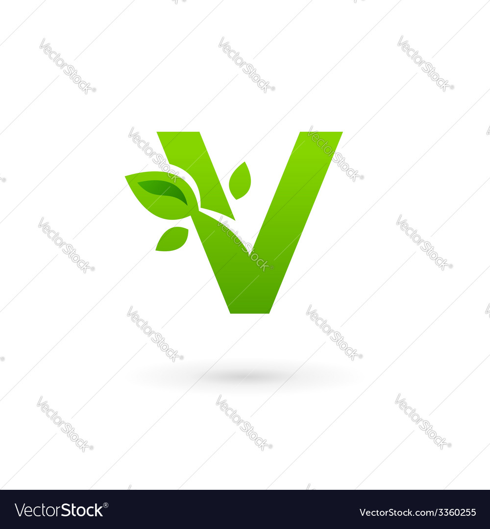 Letter V Eco Leaves Logo Icon Design Template Vector Image