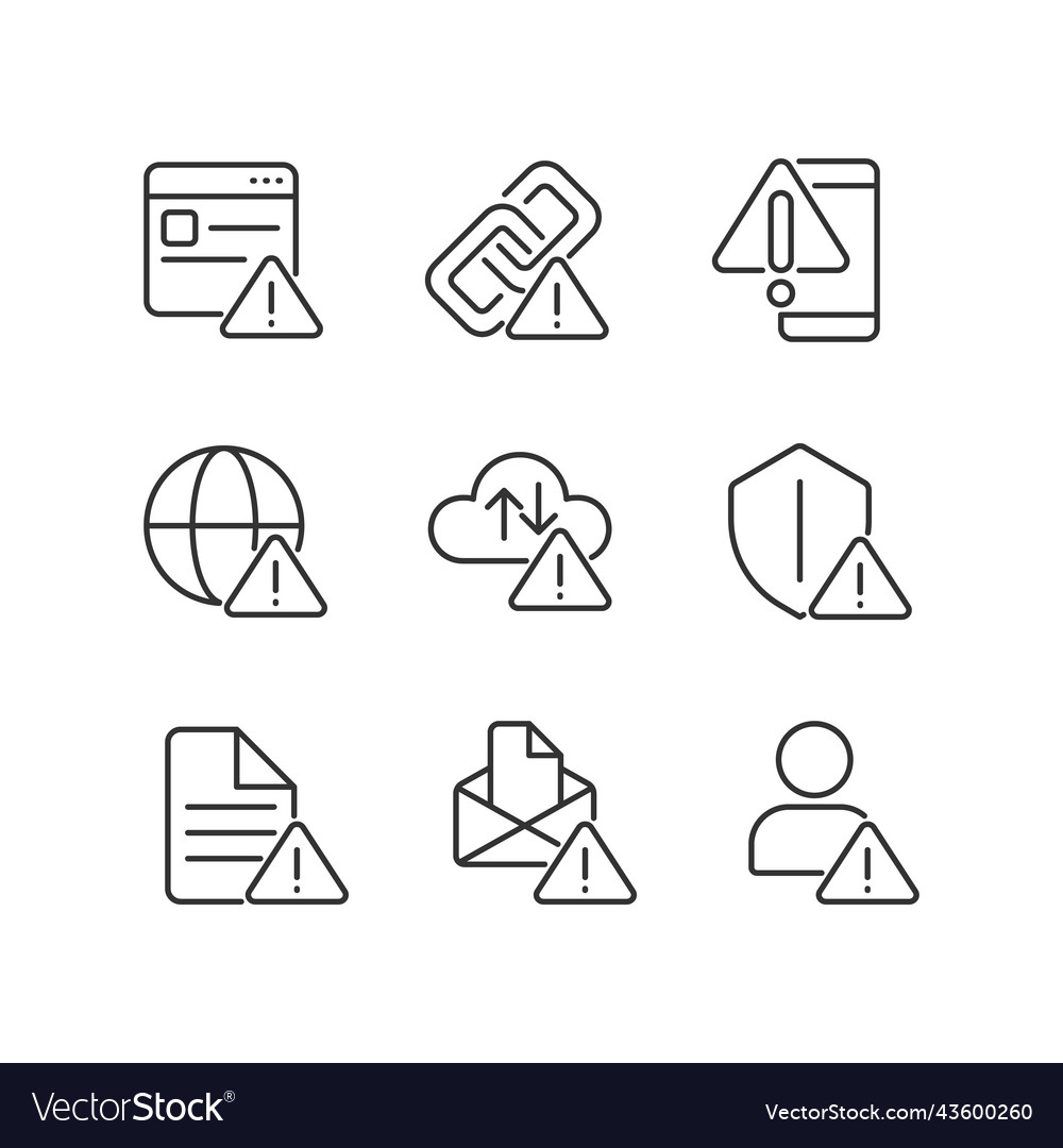 Network Connect Issues Pixel Perfect Linear Icons Vector Image