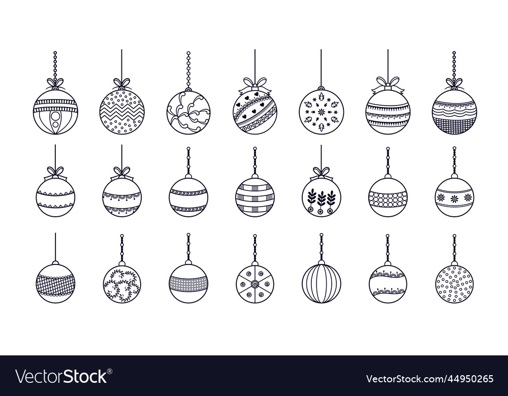 Collection Of Xmas Bauble Icons Design Royalty Free Vector