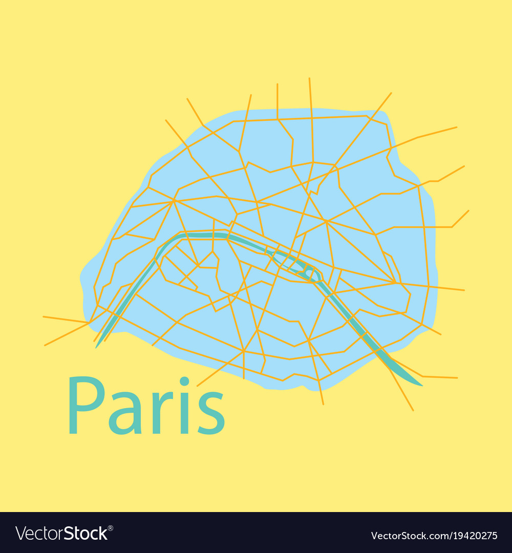 Flat Urban City Map Of Paris France Royalty Free Vector