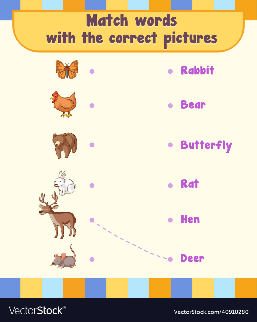 Match The Words With The Correct Pictures Vector Image