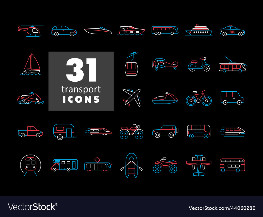 Transportation Flat Icon Set Isolated Royalty Free Vector