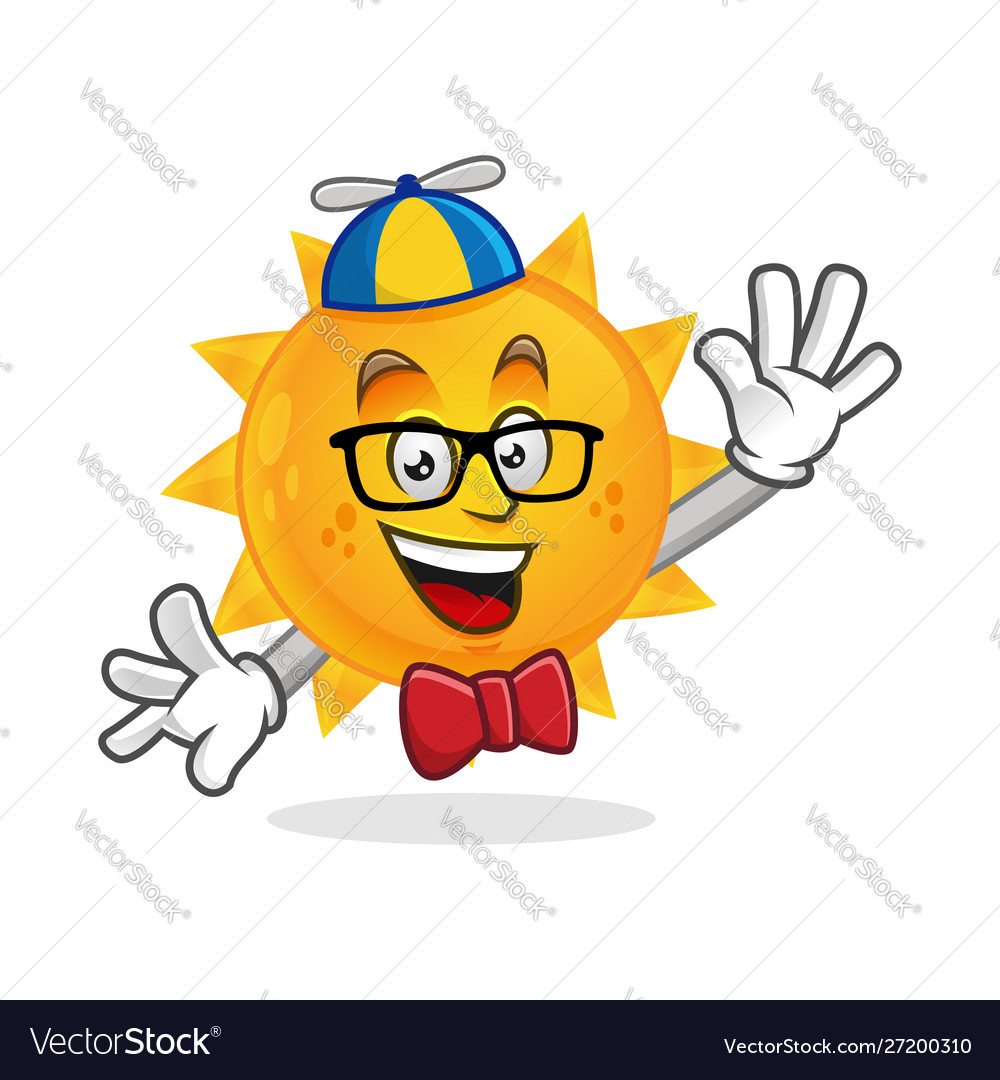 Geek Sun Character Design Or Mascot Perfect Vector Image