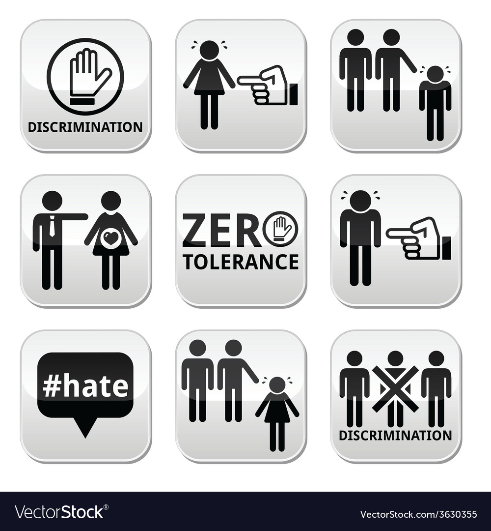 Stop Discrimination Of Men And Women Buttons Set Vector Image