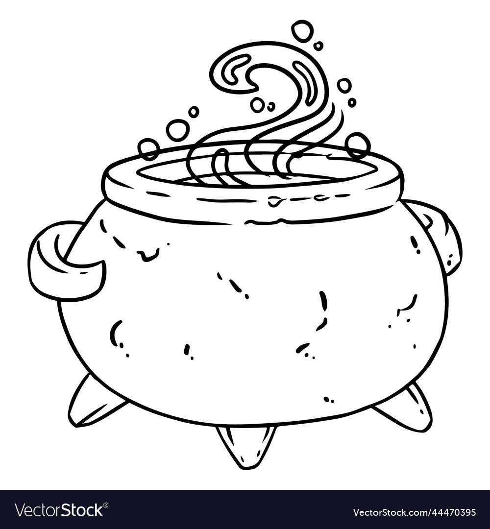 Magic Cauldron Doodle Sketch Hand Drawn Wiccan Vector Image