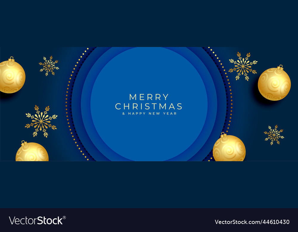 Merry Christmas Decorative Banner With Realistic Vector Image