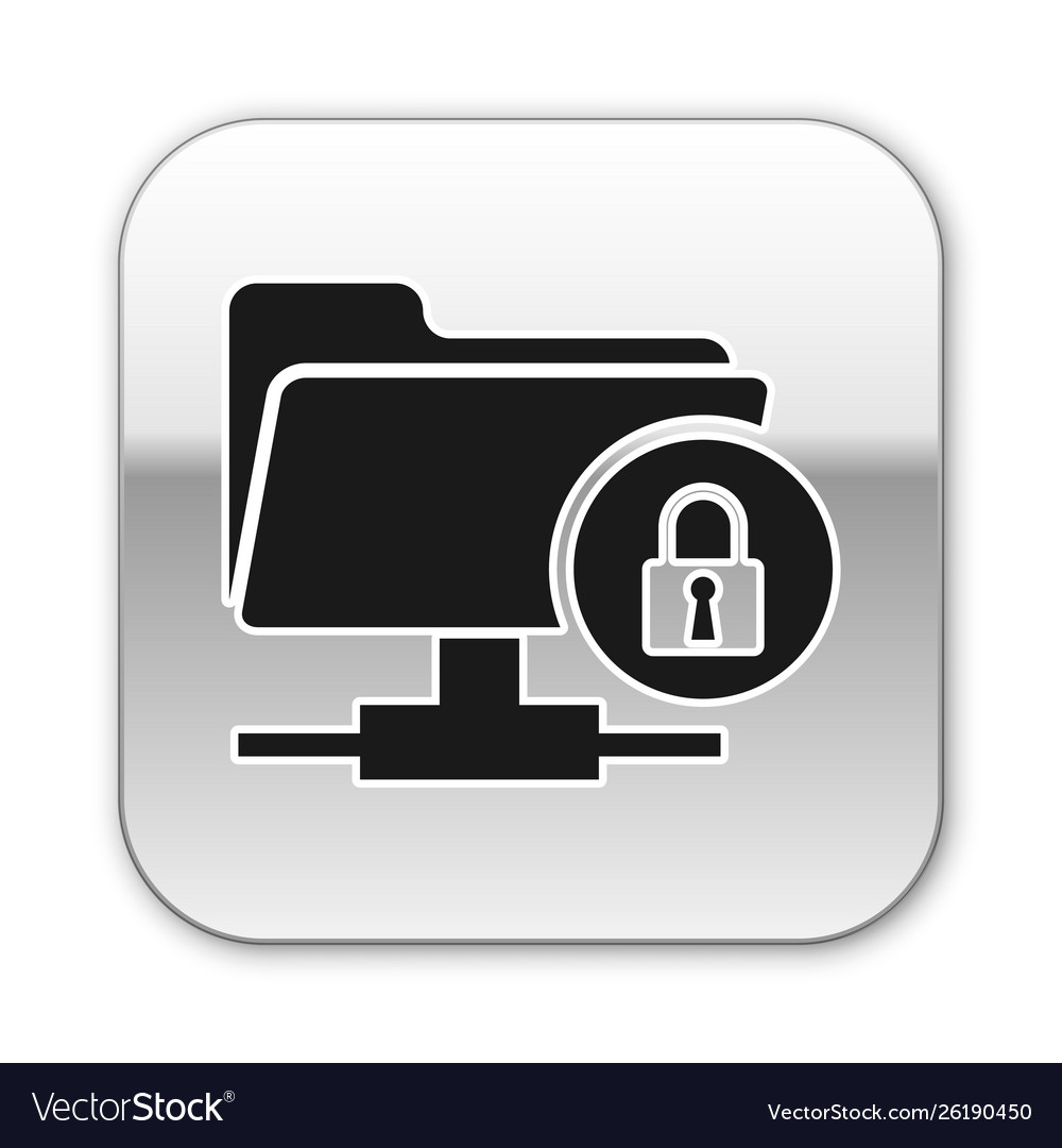 Black Ftp Folder And Lock Icon Isolated On White Vector Image