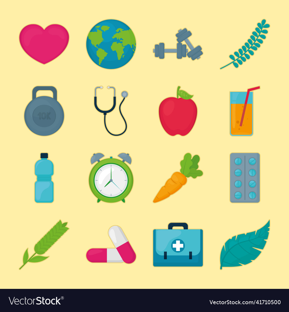 Healthy Lifestyle Icons Set Royalty Free Vector Image