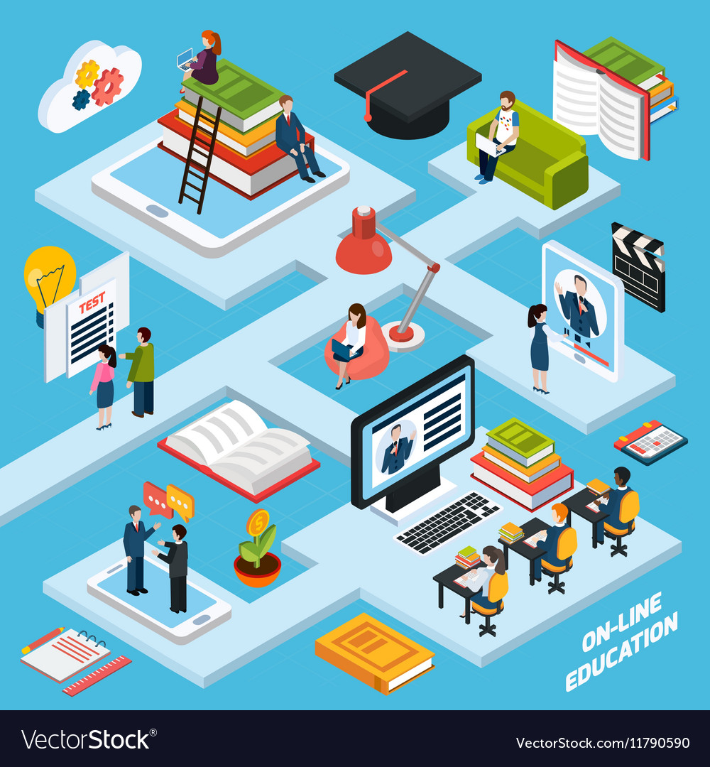 Webinar Isometric Composition Royalty Free Vector Image