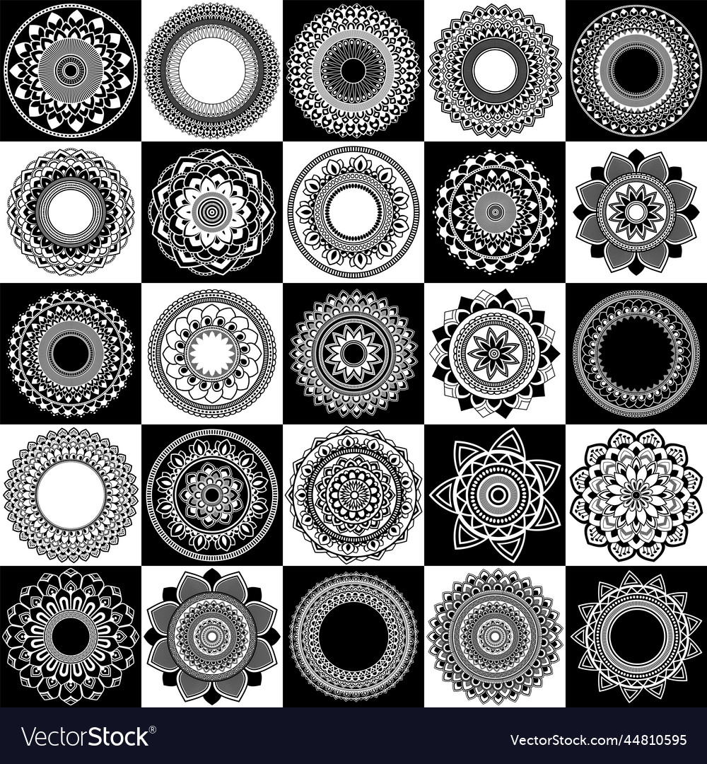 Set Of Zentangle Mandalas Royalty Free Vector Image