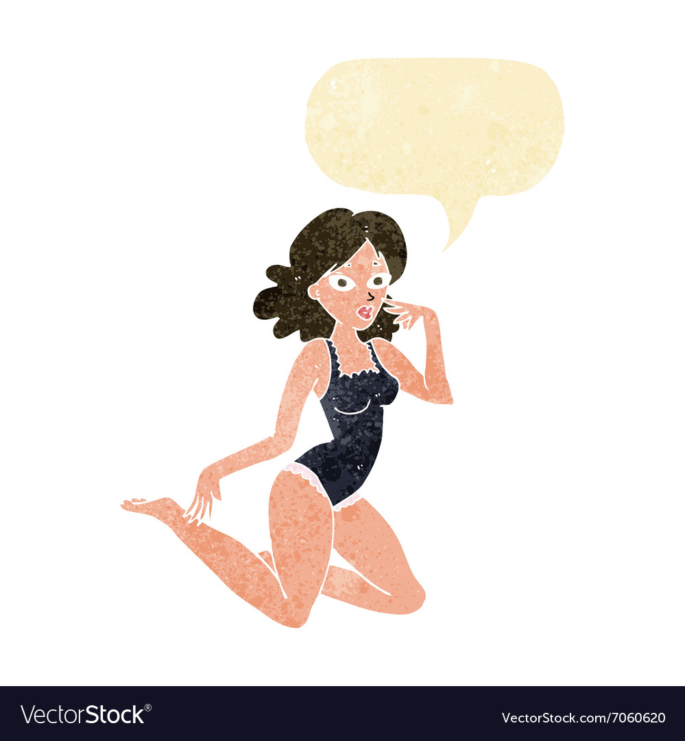 Cartoon Woman In Lingerie With Speech Bubble Vector Image