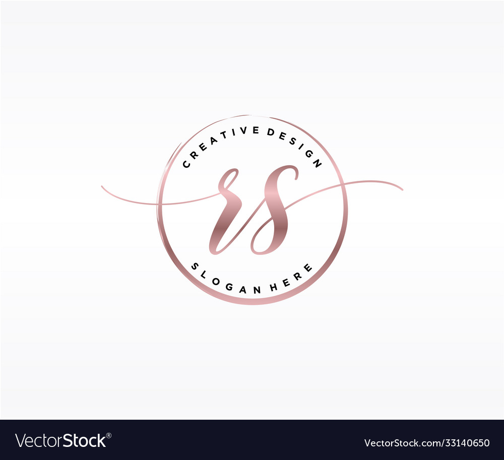 Initial Rs Handwriting Logo With Circle Template Vector Image