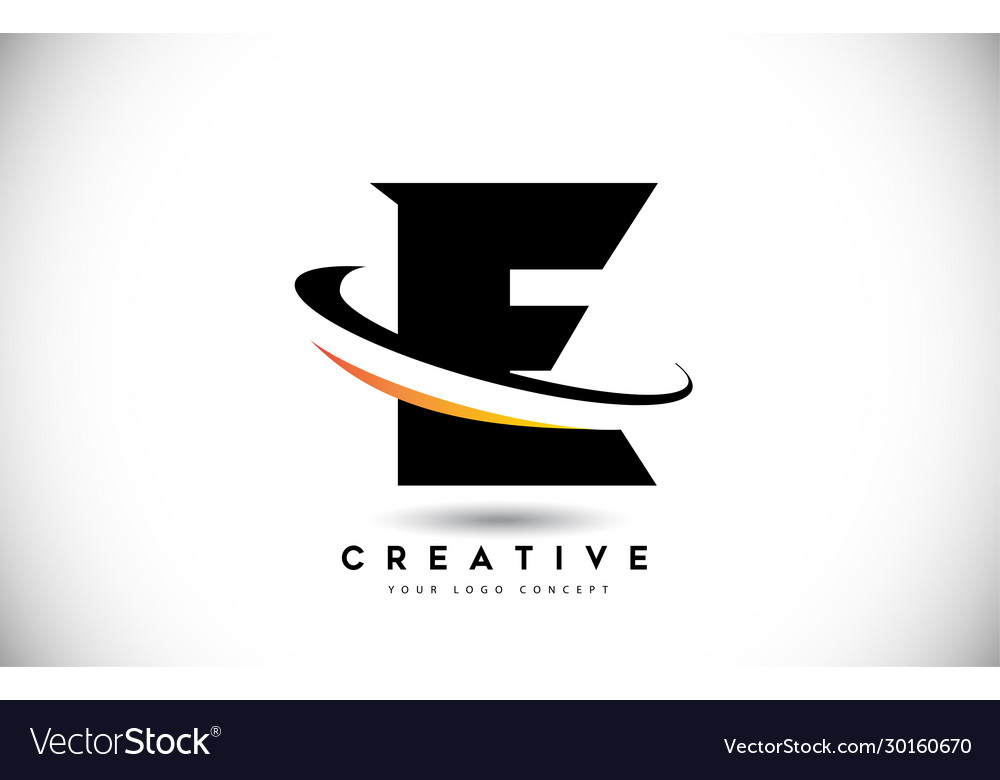 Letter E Swoosh Logo With Creative Curved Swoosh Vector Image