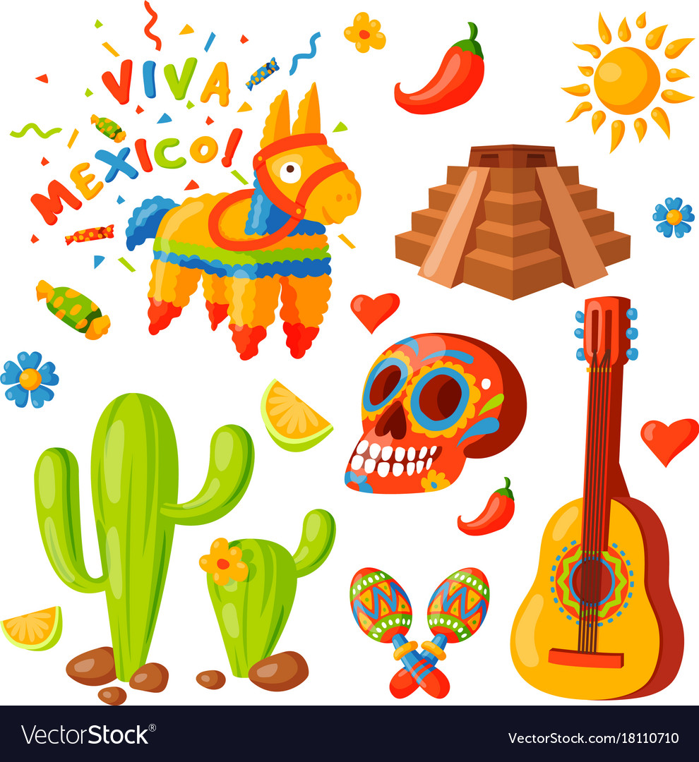 Mexico Icons Traditional Royalty Free Vector Image