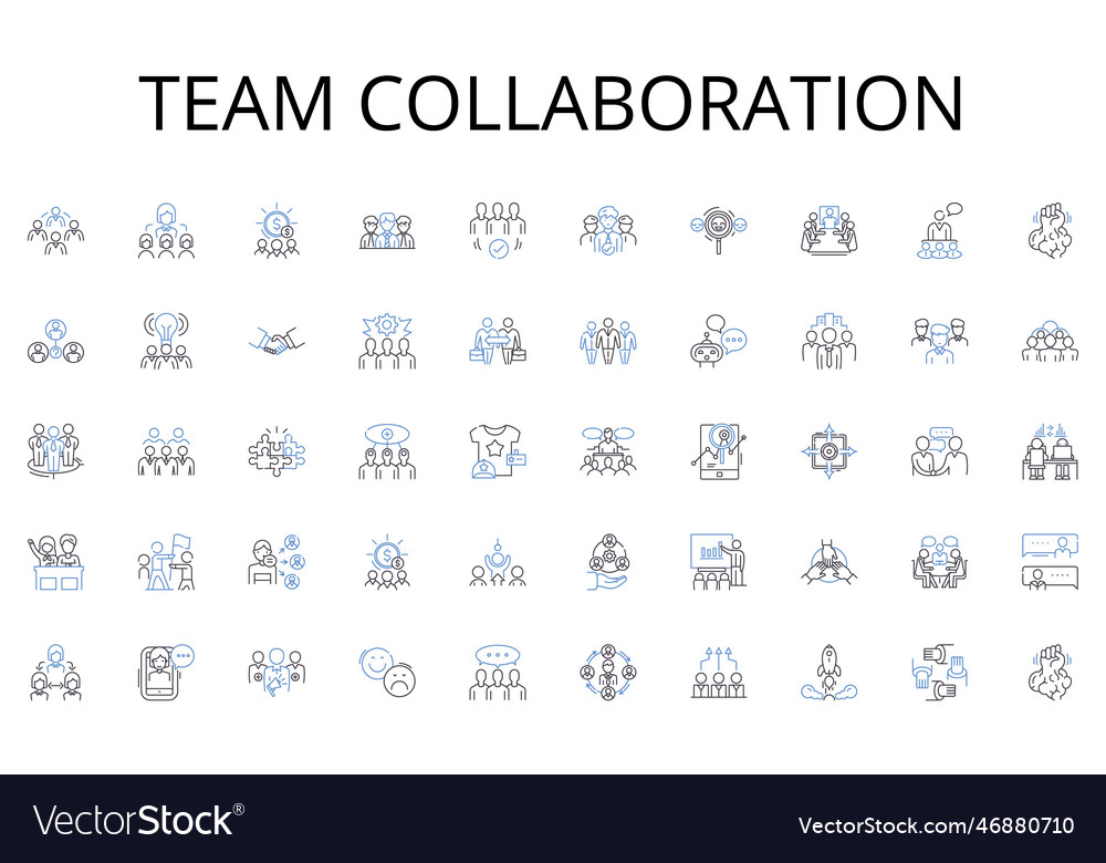 Team Collaboration Line Icons Collection Vector Image