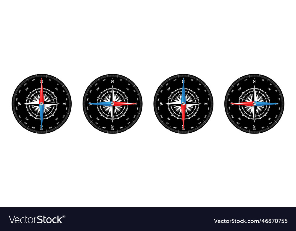 Marine Compass Nautical Wind Rose With Cardinal Vector Image