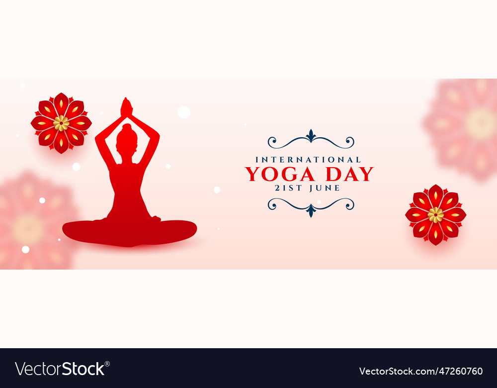 Decorative St June World Yoga Day Poster Vector Image