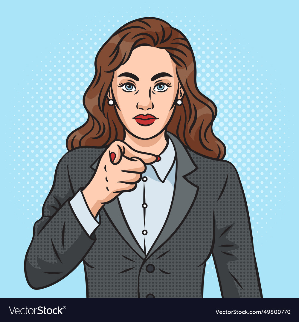 Business Woman Pointing With Index Finger Vector Image