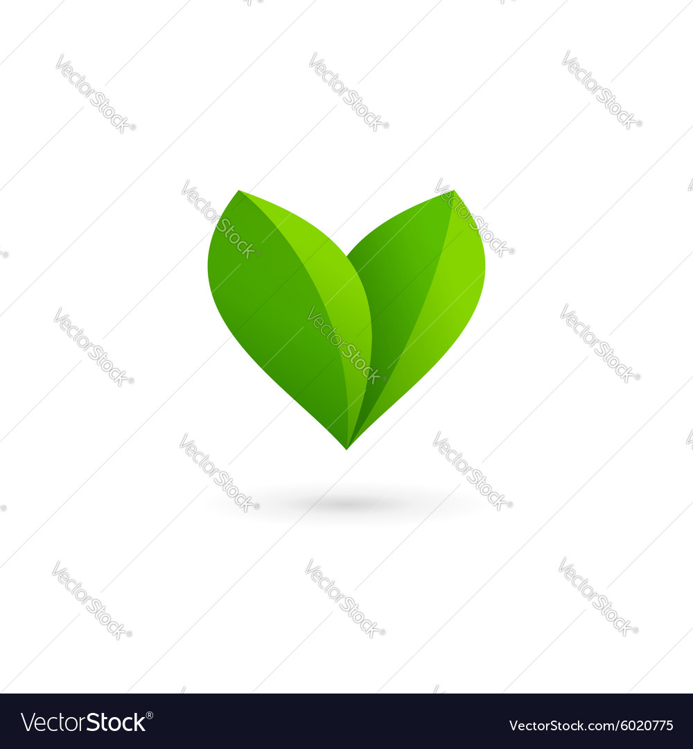 Letter V Heart Eco Leaves Logo Icon Design Vector Image