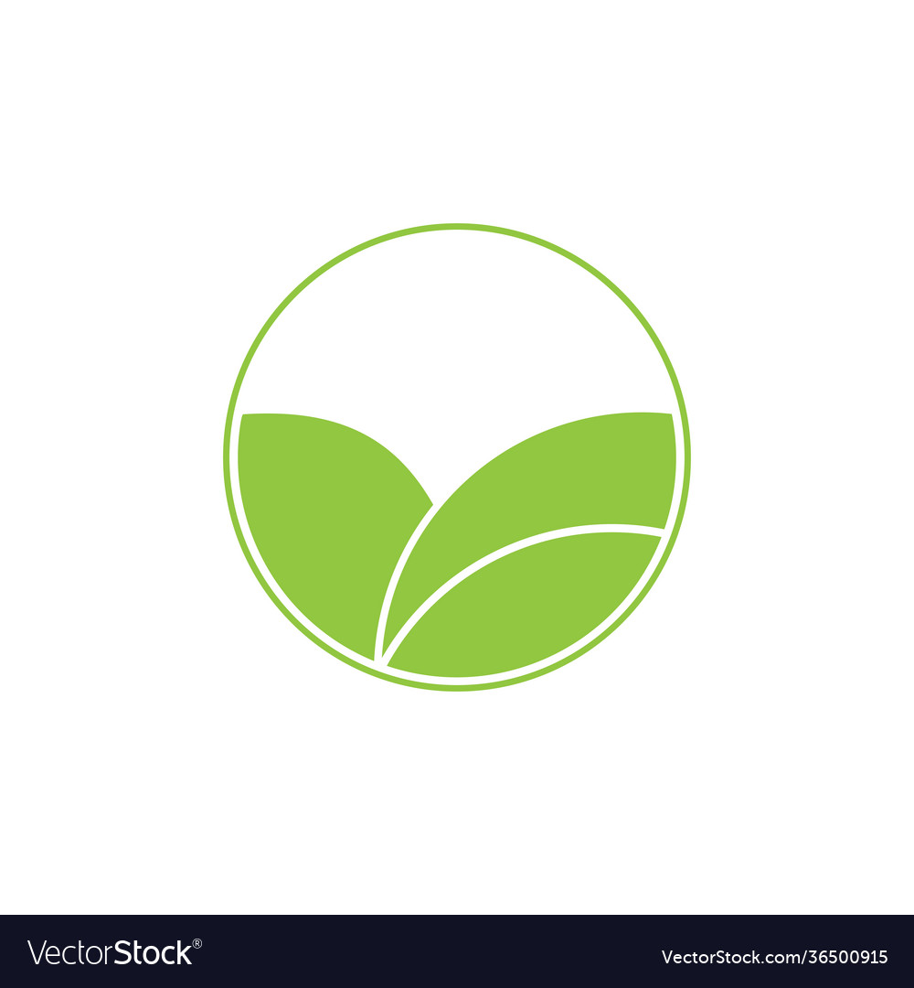 Simple Geometric Leaf Plant Circle Logo Royalty Free Vector