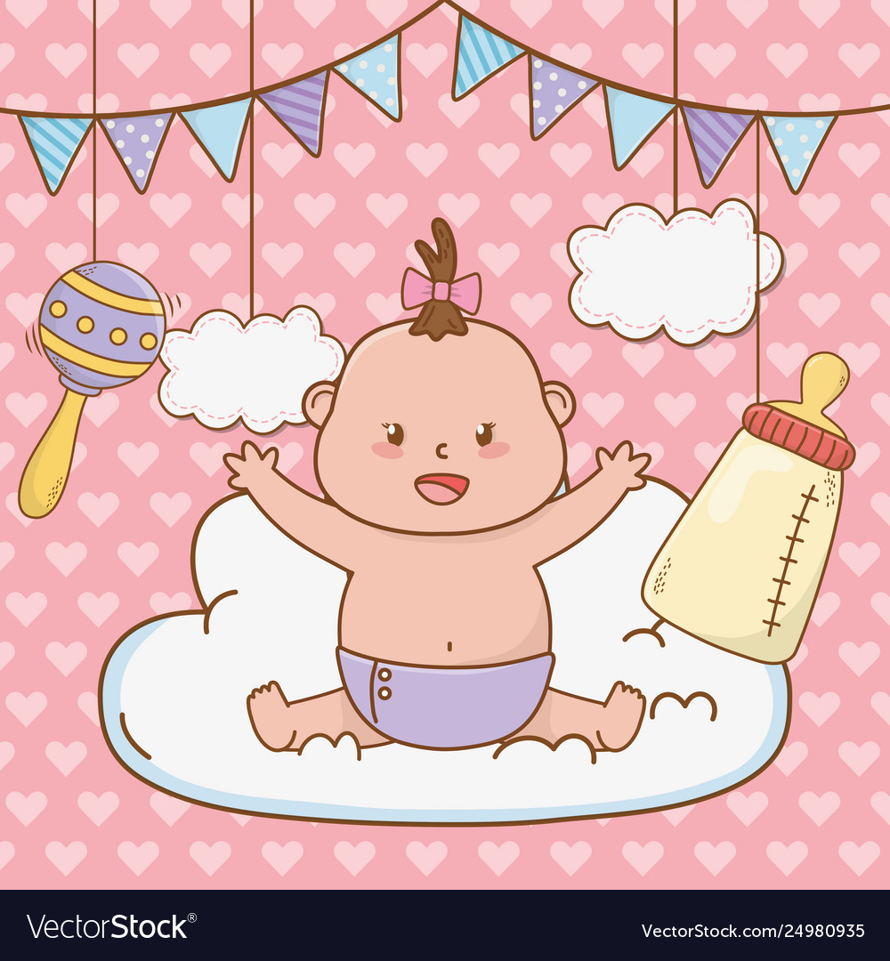 Cute Baby Shower Cartoon Royalty Free Vector Image