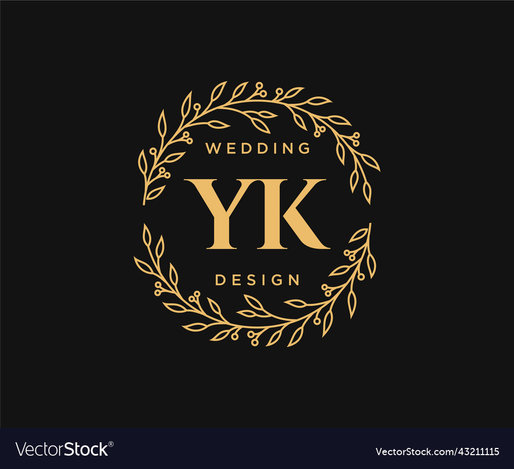 Yk Initials Letter Wedding Monogram Logos Vector Image