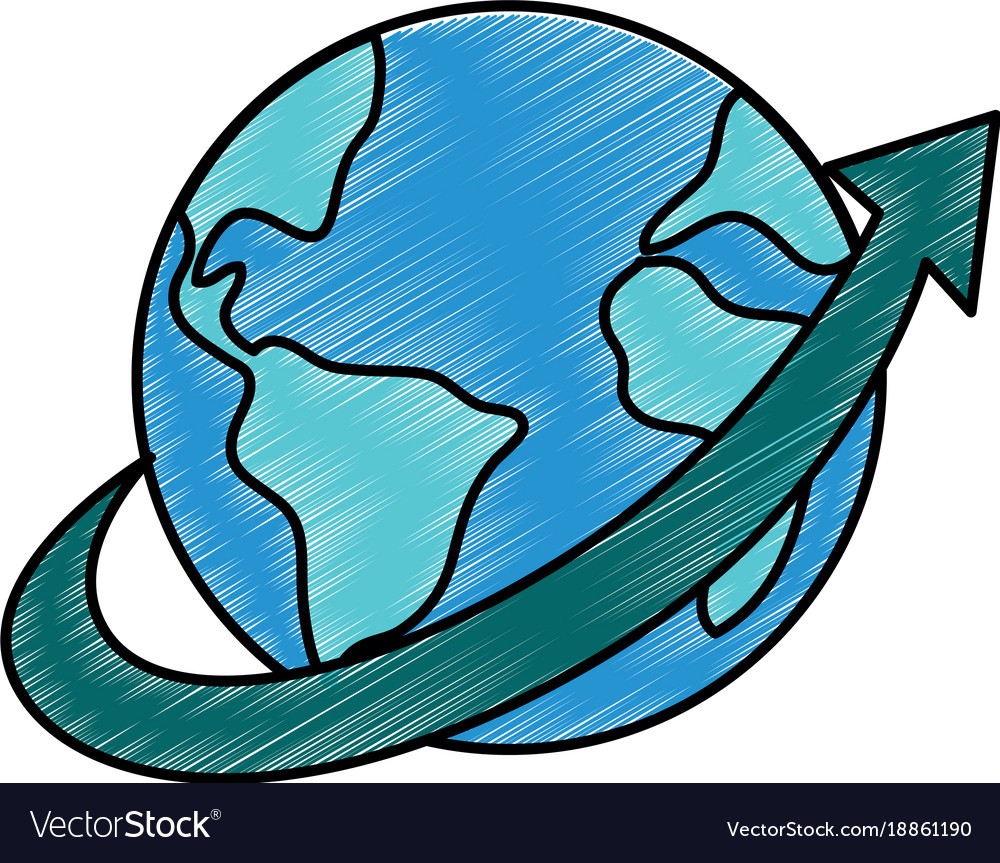 World Planet Earth With Arrow Royalty Free Vector Image