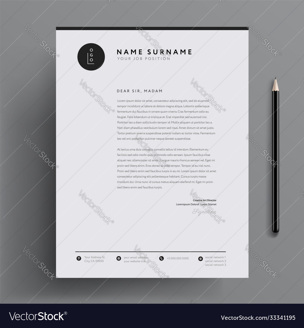 Elegant Letterhead Template Design In Minimalist Vector Image