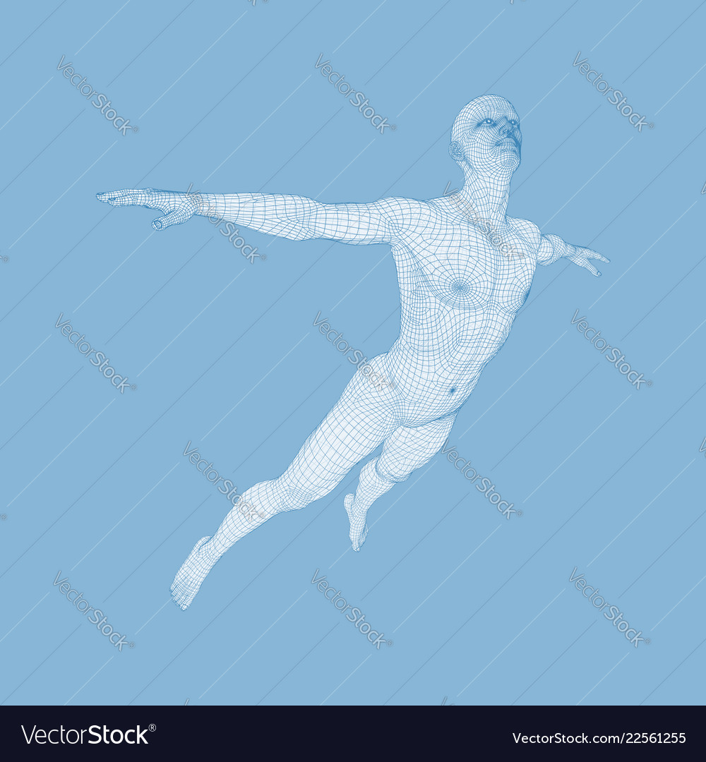 Hovering In Air Man Floating The D Model Vector Image