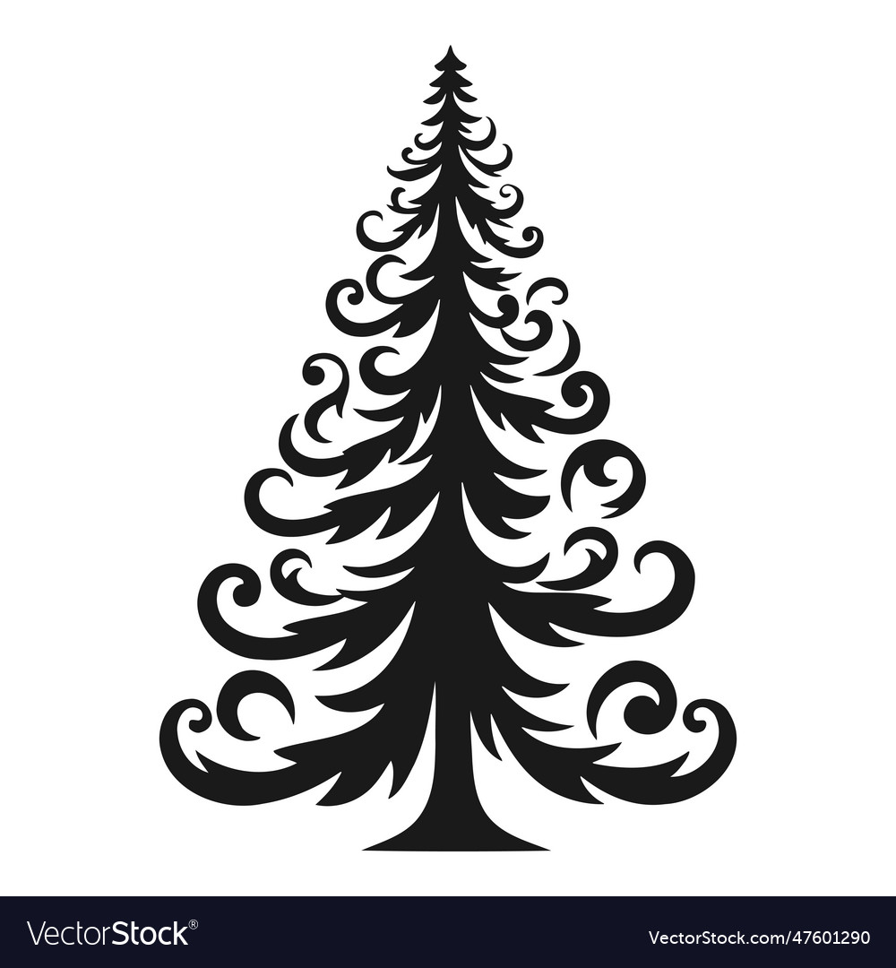 Christmas Tree Stylized Element Holiday Royalty Free Vector