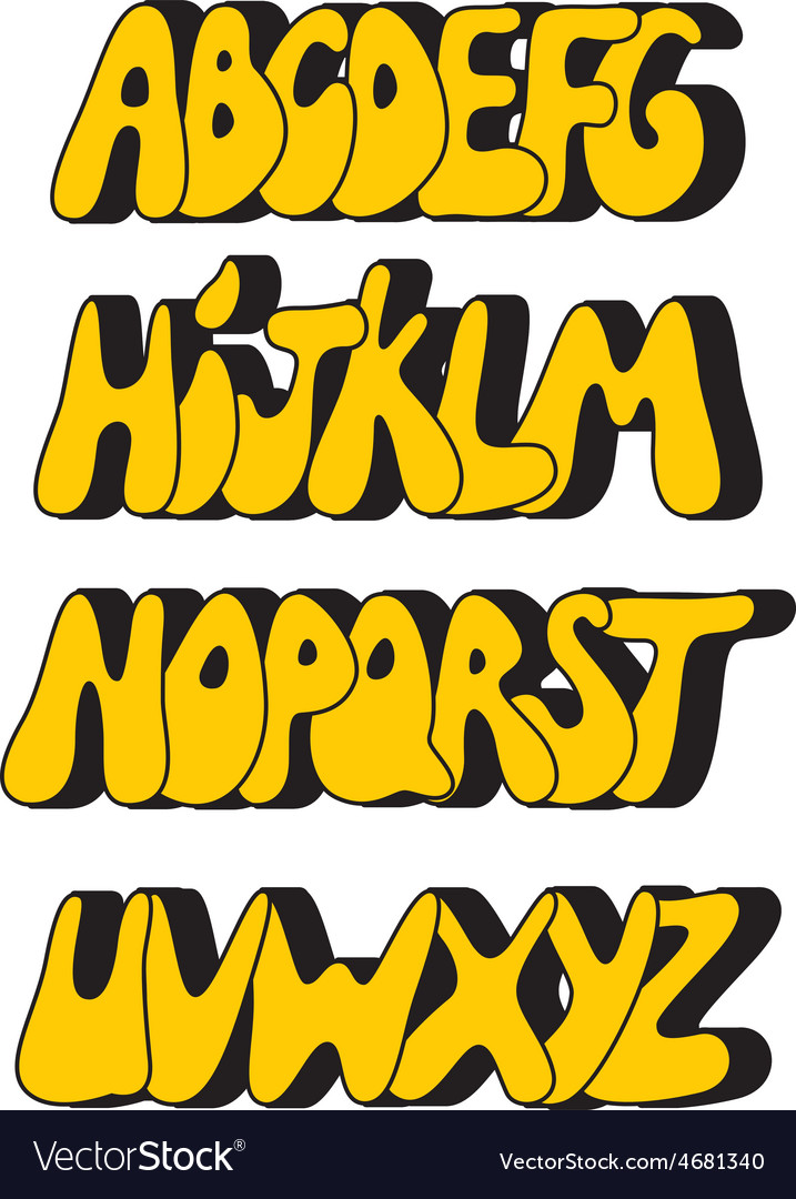 Cartoon Comic Graffiti Font Alphabet Royalty Free Vector