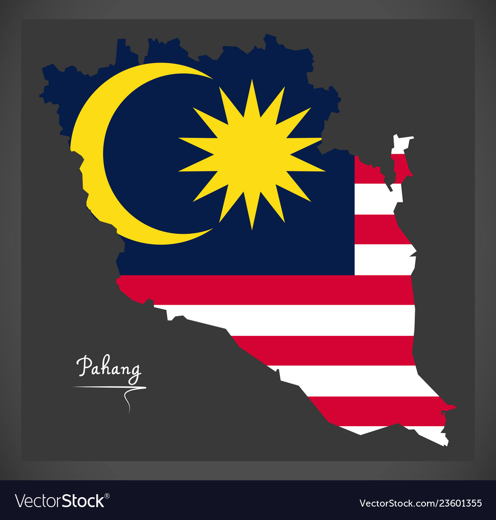 Pahang Malaysia Map With Malaysian National Flag Vector Image