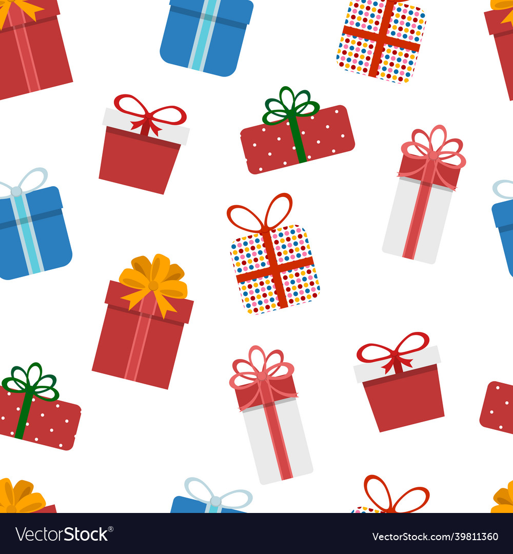 Christmas Holiday Gift Boxes Seamless Pattern Vector Image