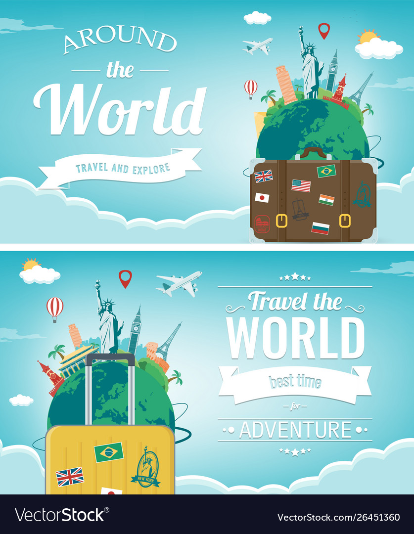 Travel Composition With Famous World Landmarks Vector Image