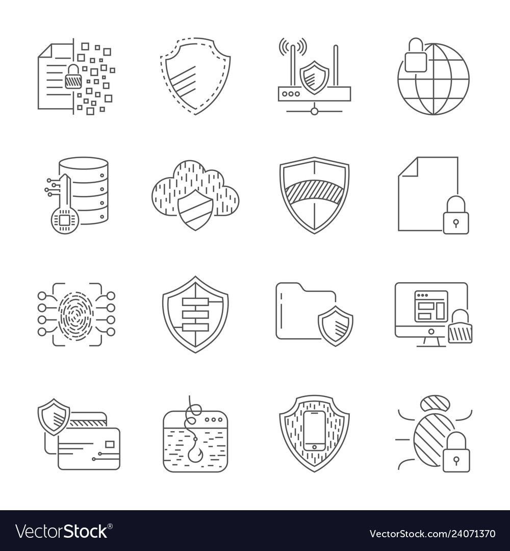 Gdpr Privacy Policy Icon Set Included Icons Vector Image