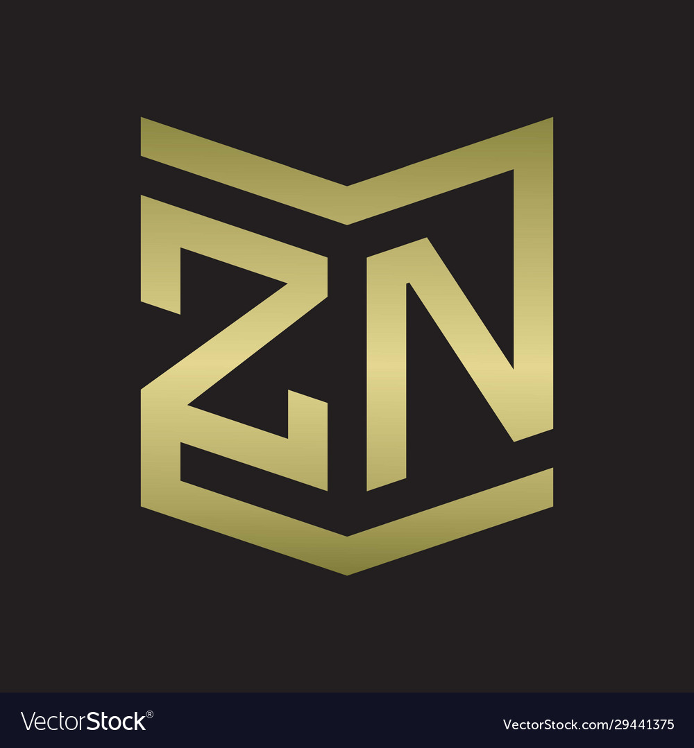 Zn Logo Emblem Monogram With Shield Style Design Vector Image