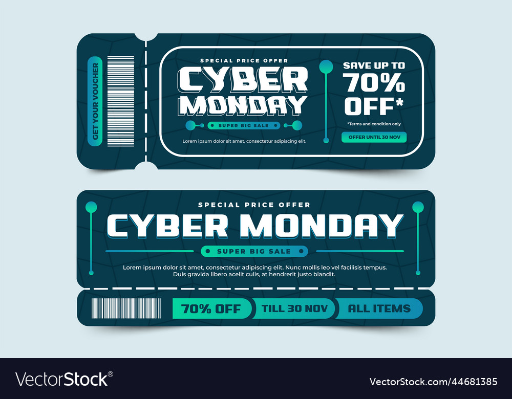 Cyber Monday Voucher Or Coupon Design Template Vector Image