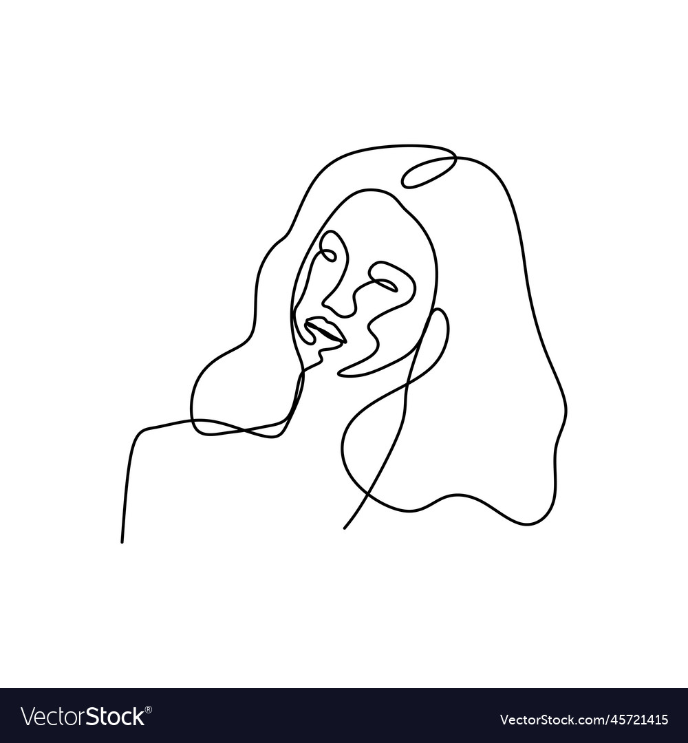 One Line Drawing Of Women Continuous Artistic Vector Image