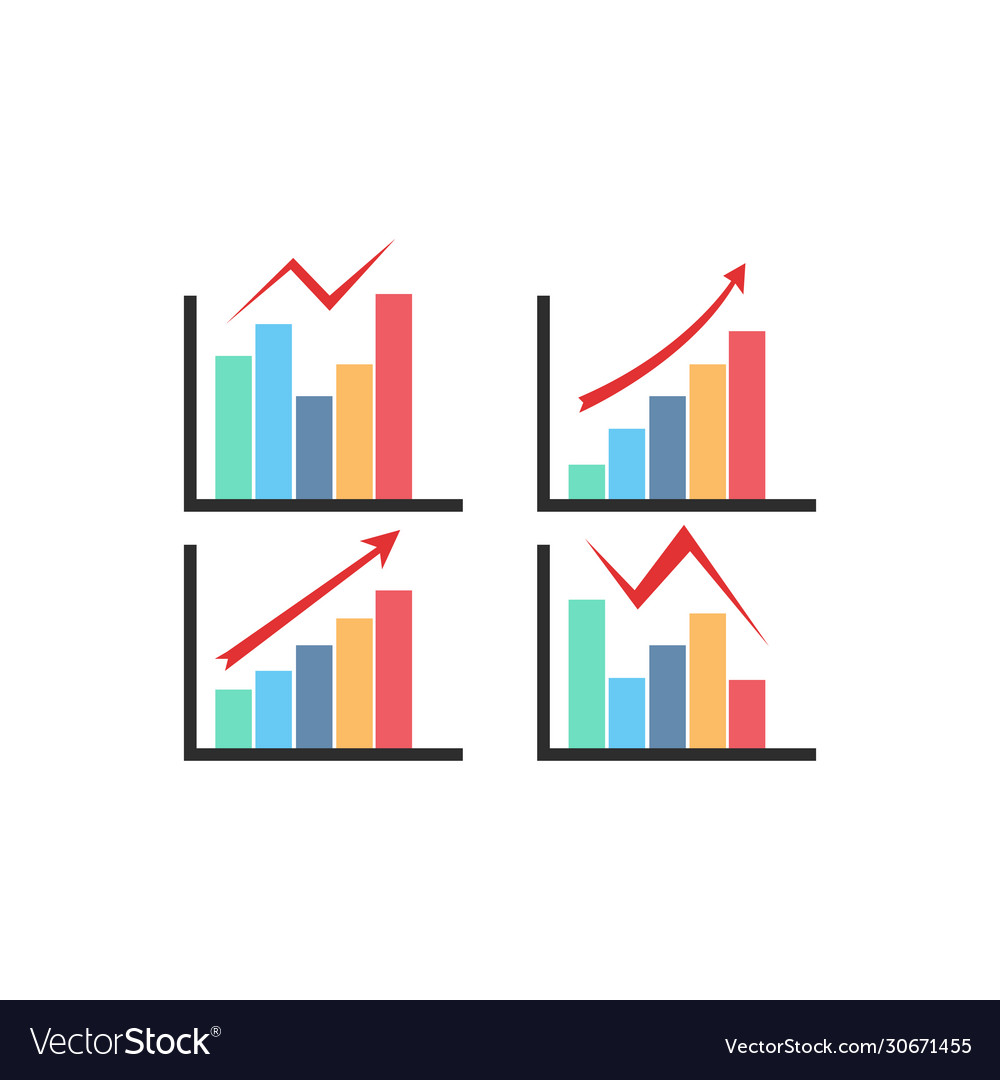 Color Graph Chart Icons Set Royalty Free Vector Image