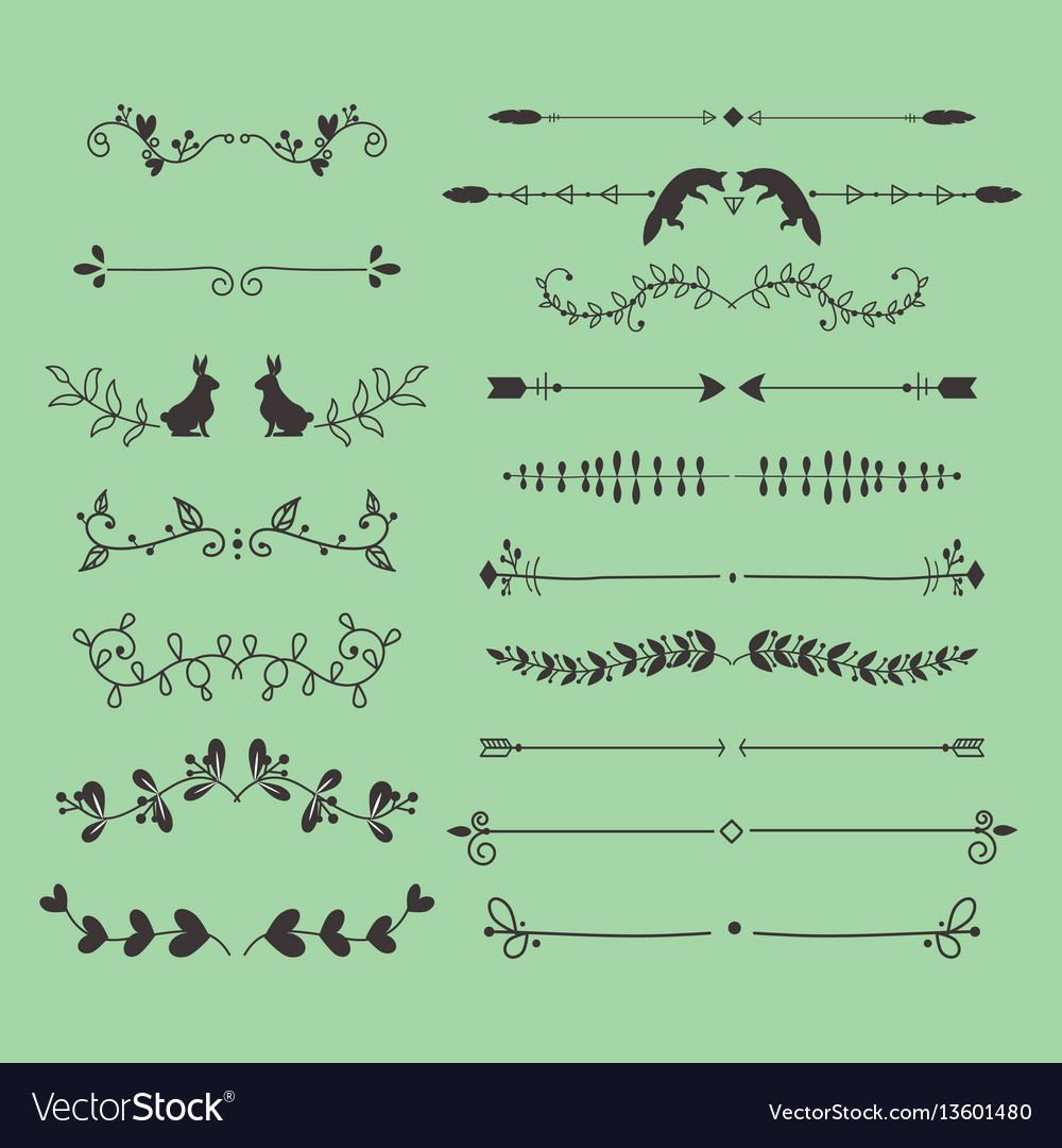 Collection Of Dividers Calligraphic Style Vector Image