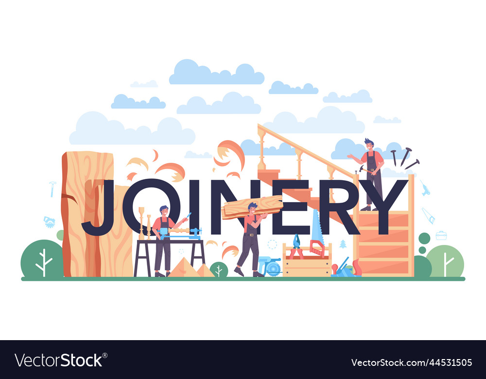 Joiner Typographic Header Wooden Furniture Vector Image