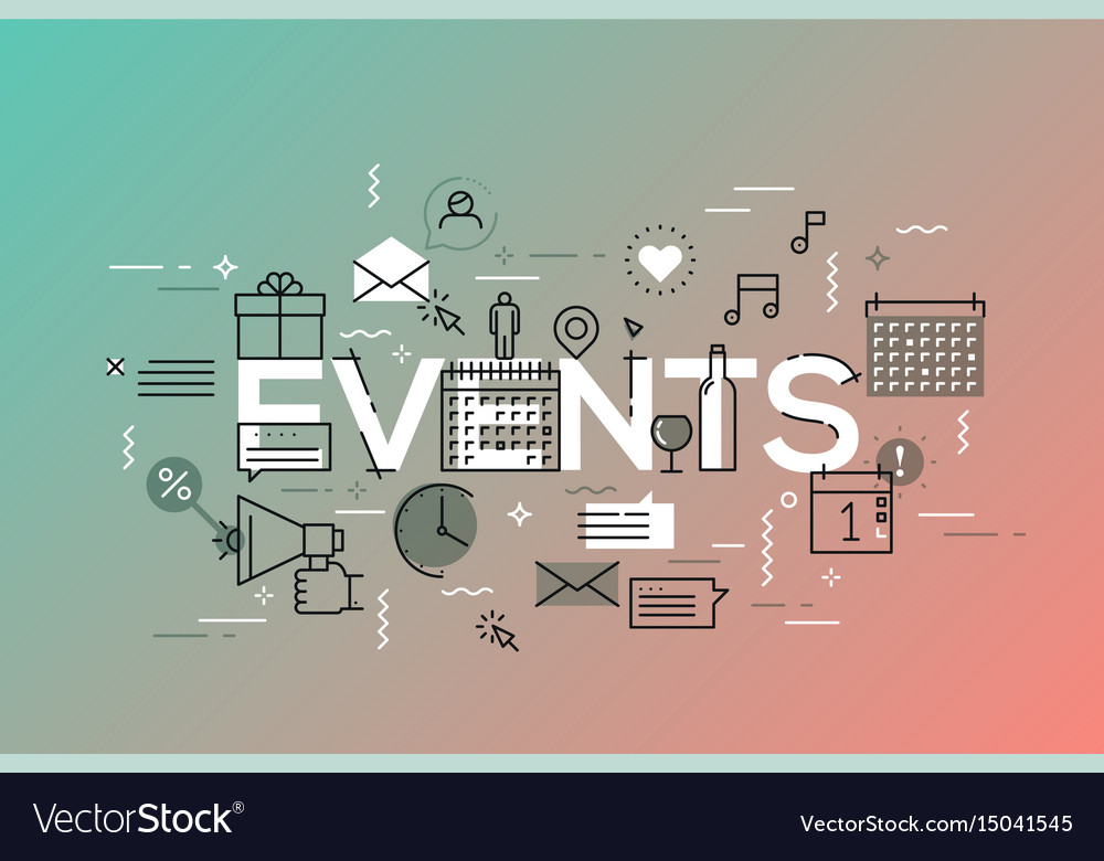 Thin Line Flat Design Banner For Events Web Page Vector Image