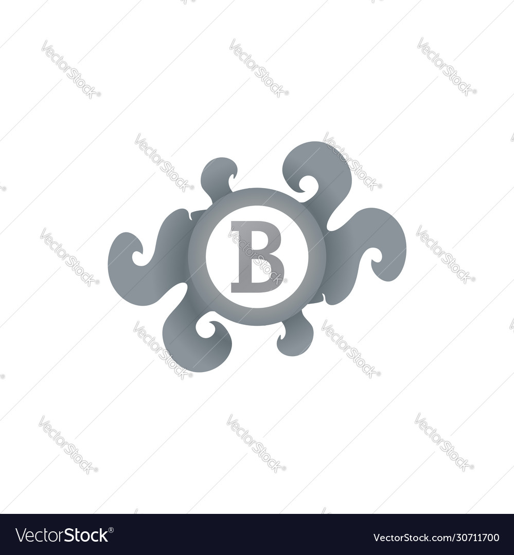 Letter B Decorative Brooch Alphabet Logo Isolated Vector Image