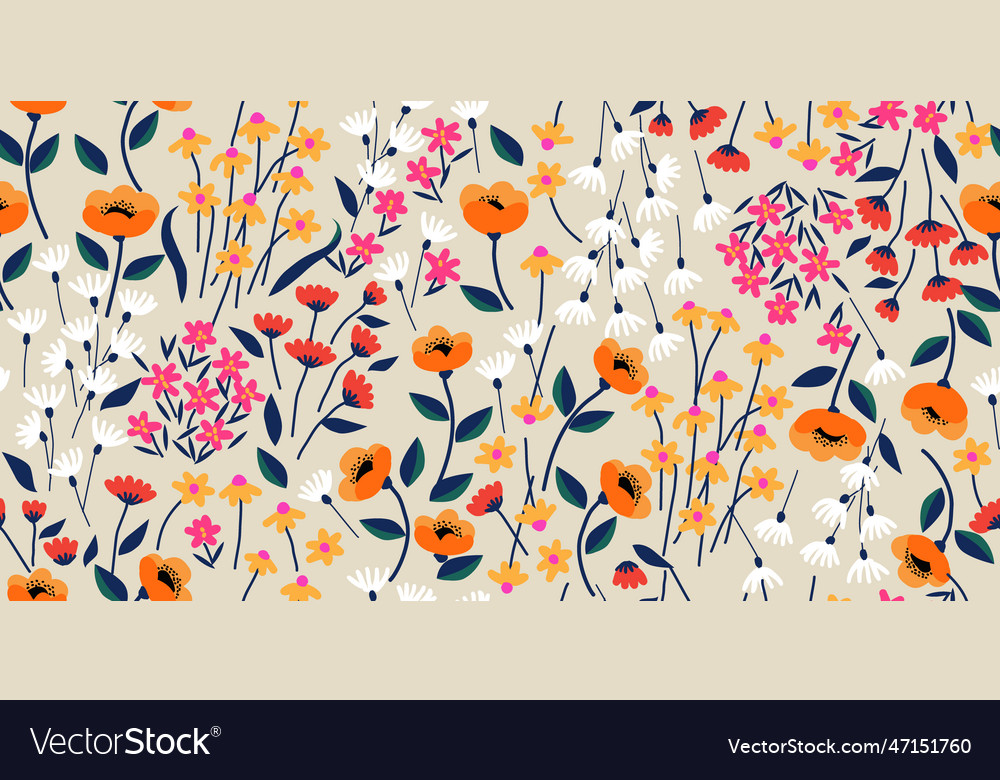 Hand Drawn Flowers Seamless Patterns Royalty Free Vector